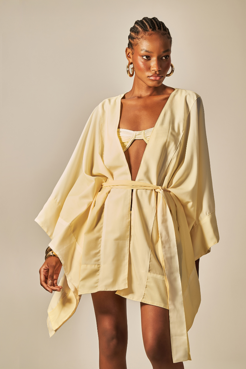 Quimono Voil Estampa Degradê Amarelo - Empress Brasil Nacional