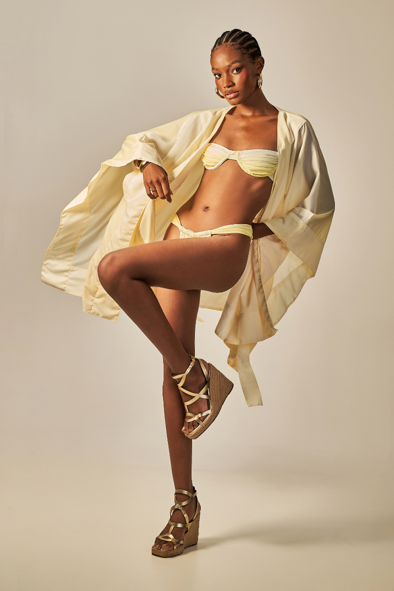 Quimono Voil Estampa Degradê Amarelo - Empress Brasil Nacional