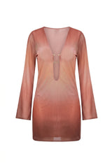 Vestido Sixty Curto Estampa Degradê Bronze