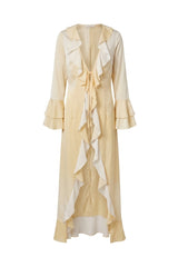Robe Ruffle Estampa Degradê Amarelo