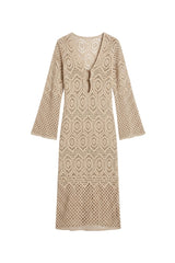 Vestido Sixty Longo Renda Nude