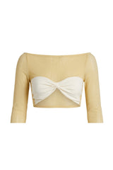Top Tule Estampa Degradê Amarelo