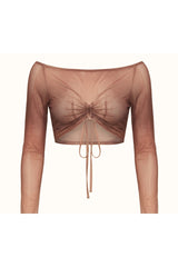 Top Tule Estampa Degradê Bronze