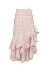 Saia Joana Estampa Pied de Poule Rosa - Empress Brasil Nacional
