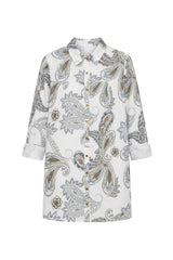 Camisa Safari Estampa Paisley Azul - Empress Brasil Nacional