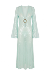 Vestido Sixty Long Paete Verde Agua