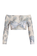 Top Tule Estampa Paisley Azul