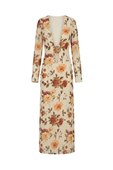 Vestido Sixty Longo Estampa Rosas