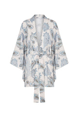 Quimono Voil Estampa Paisley Azul