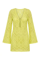 Vestido Sixty Curto Renda Amarelo - Empress Brasil Nacional