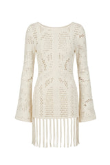 Vestido Lucia Textura Jaquard Off White