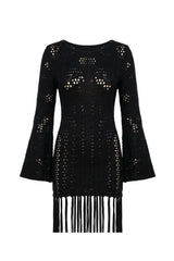 Vestido Lucia Textura Jaquard Preto