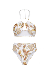 Biquini Bardot Estampa Paisley Amarelo