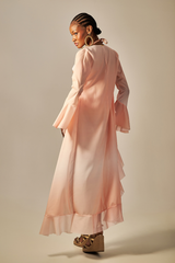 Robe Ruffle Estampa Degradê Blush
