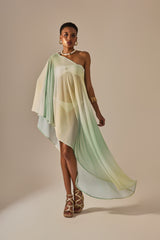 Kaftan Kaia Estampa Degradê Verde Amarelo