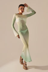 Vestido Soleil Estampa Degradê Verde Amarelo