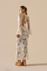 Vestido Azely Long Renda Off White