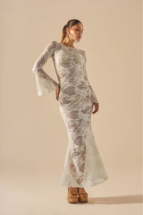 Vestido Azely Long Renda Off White