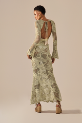 Vestido Azely Long Renda Pistache