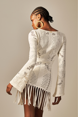 Vestido Lucia Textura Jaquard Off White - Empress Brasil Nacional