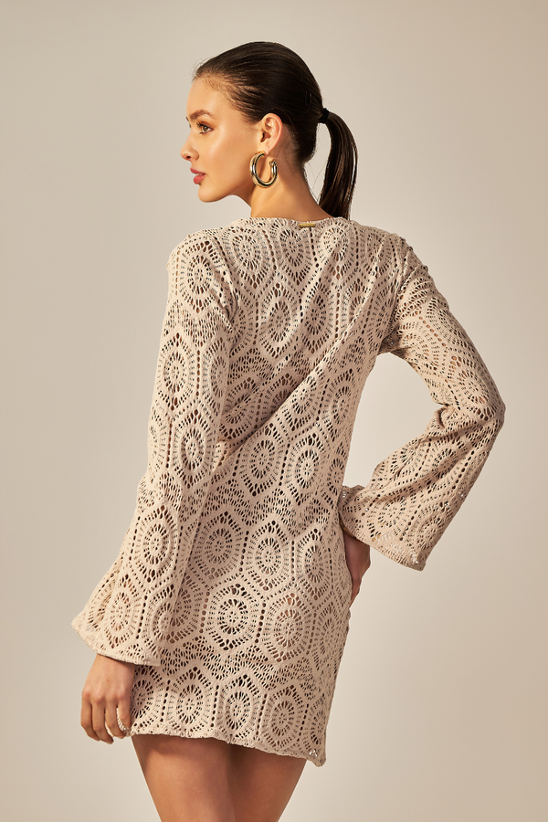 Vestido Sixty Curto Renda Nude - Empress Brasil Nacional