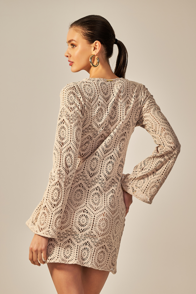 Vestido Sixty Curto Renda Nude - Empress Brasil Nacional