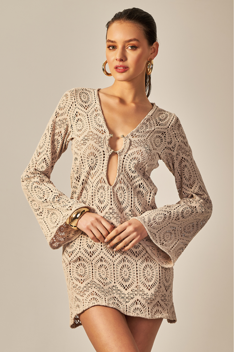 Vestido Sixty Curto Renda Nude - Empress Brasil Nacional