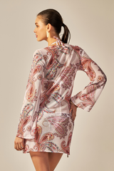 Vestido Sixty Curto Estampa Paisley Rosa - Empress Brasil Nacional