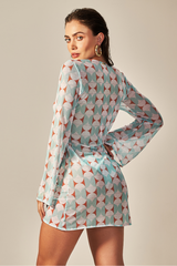 Vestido Sixty Curto Estampa Retrô Verde - Empress Brasil Nacional