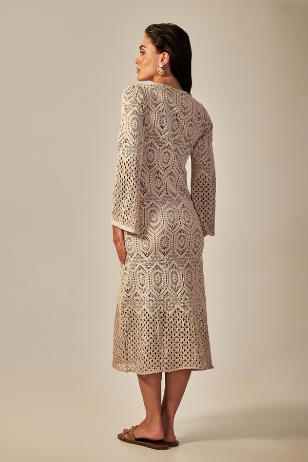 Vestido Sixty Longo Renda Nude - Empress Brasil Nacional