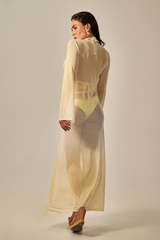 Vestido Sixty Longo Estampa Degradê Amarelo - Empress Brasil Nacional