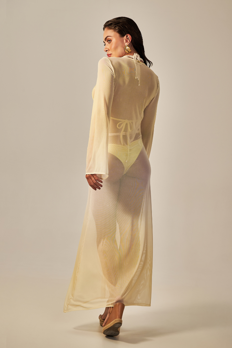 Vestido Sixty Longo Estampa Degradê Amarelo - Empress Brasil Nacional