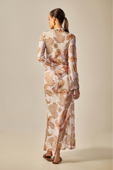 Vestido Sixty Longo Estampa Paisley Amarelo - Empress Brasil Nacional