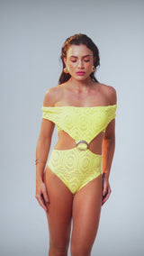 Body Elle Renda Amarelo