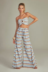 Bustier Cropped Estampa Chevron Azul - Empress Brasil Nacional