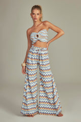 Bustier Cropped Estampa Chevron Azul - Empress Brasil Nacional
