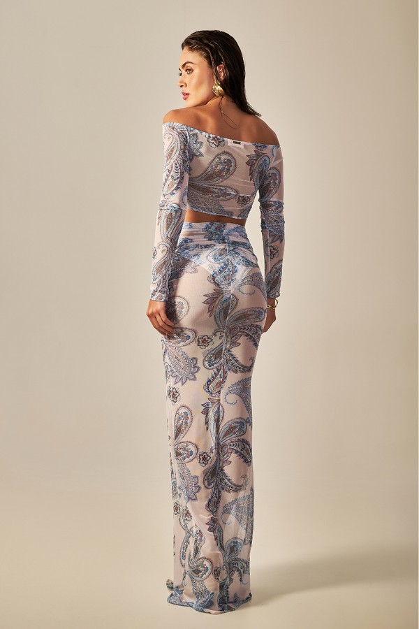 Top Tule Estampa Paisley Azul - Empress Brasil Nacional