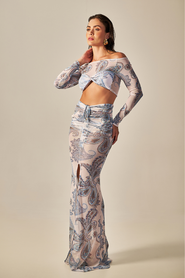 Top Tule Estampa Paisley Azul - Empress Brasil Nacional