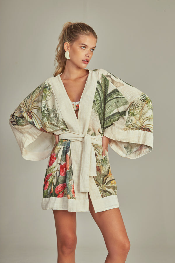 Kimono Clássico Estampa Tropical Paradise - Empress Brasil Nacional