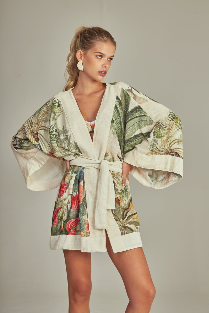Kimono Clássico Estampa Tropical Paradise - Empress Brasil Nacional
