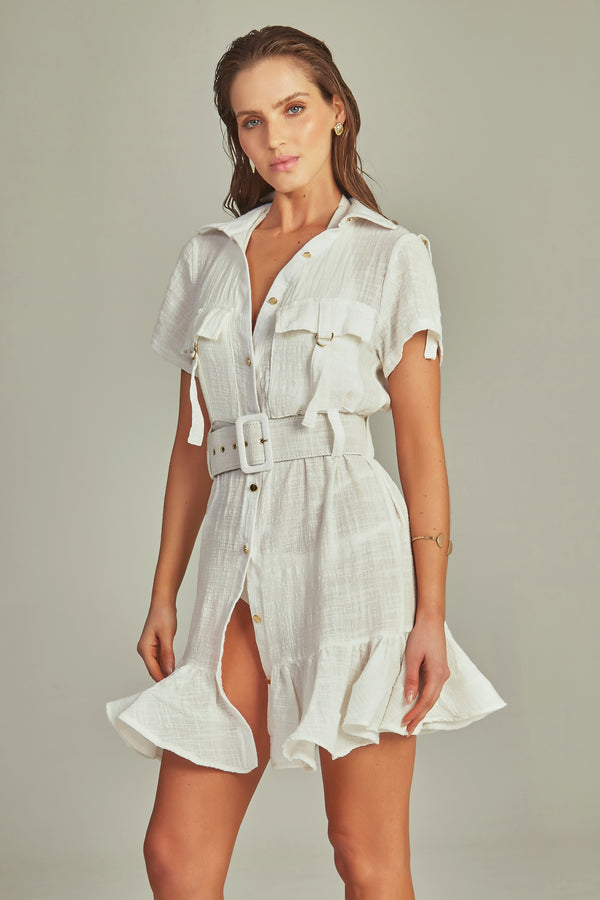 Vestido Trench Curto Off white - Empress Brasil Nacional