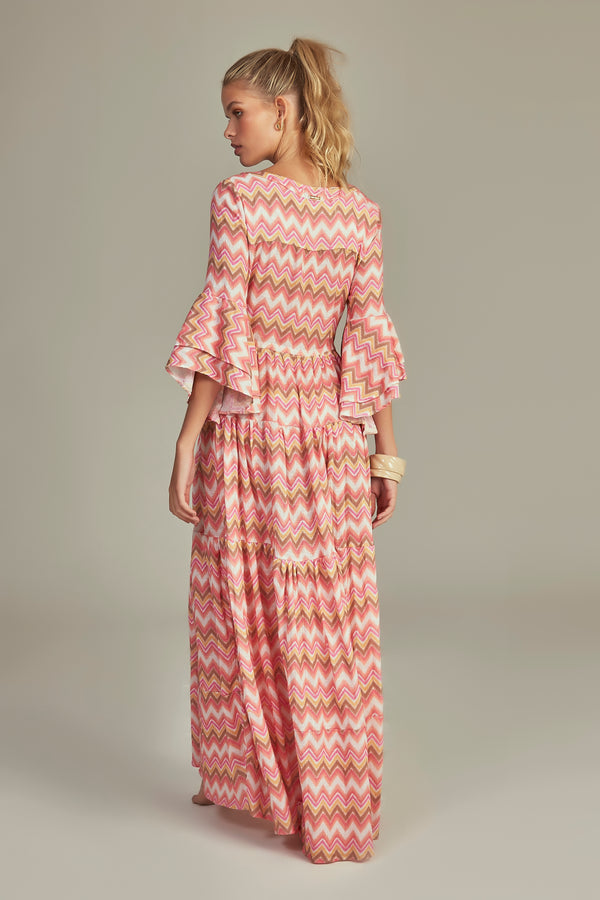 Vestido Gisele Estampa Chevron Rosa - Empress Brasil Nacional